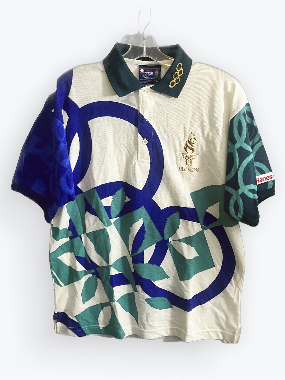 Vintage Official 1996 Atlanta Olympics Hanes Polo Shirt USA Made Size M Medium